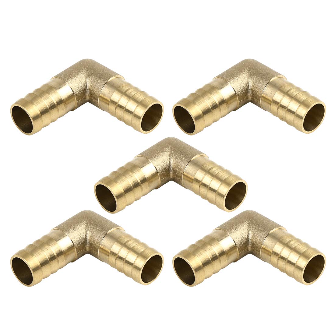 X AUTOHAUX 14mm Hose Barb Elbow 90 Degree Brass Fitting for Air Water Oil 5pcs