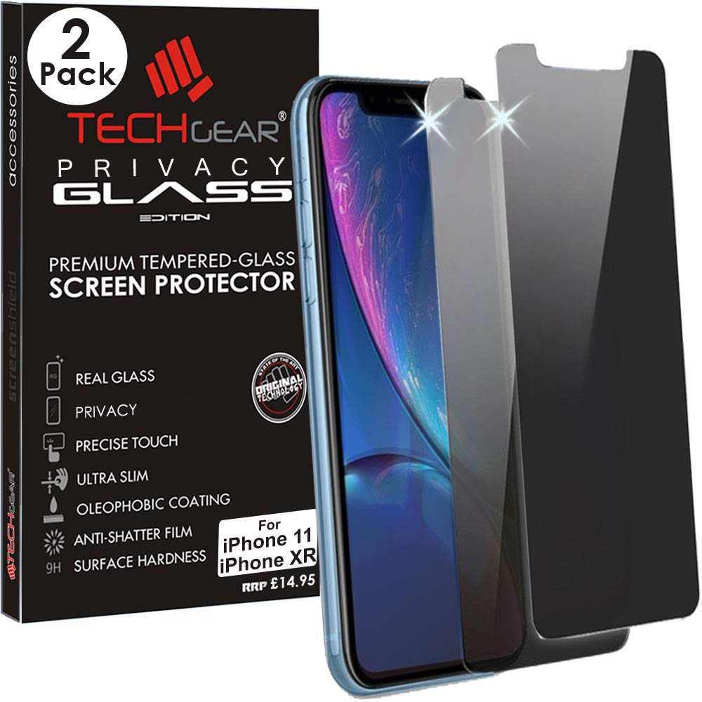 TECHGEAR [2 Pack] Anti Spy Screen Protectors for iPhone 11 / iPhone XR - PRIVACY GLASS Edition Genuine Tempered Glass Screen Protector Guard Cover Compatible with Apple iPhone 11, iPhone XR