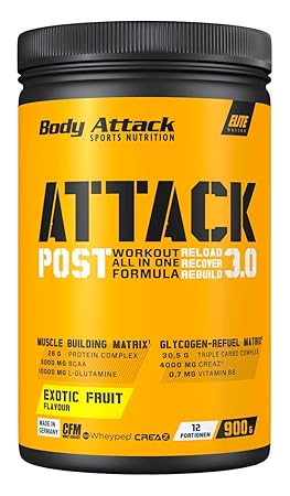 Body Attack Post Workout Shake POST ATTACK 3.0 I Workout All in One Formula I Maltodextrin, Whey Protein, BCAA, CREAZ, L-Glut