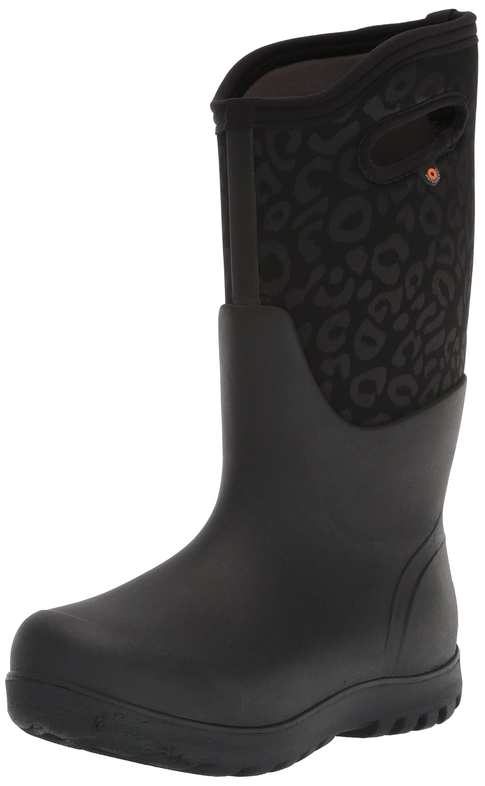 Bogs Womens Neo-Classic Boot Rain, Leopard Print-Black, 12