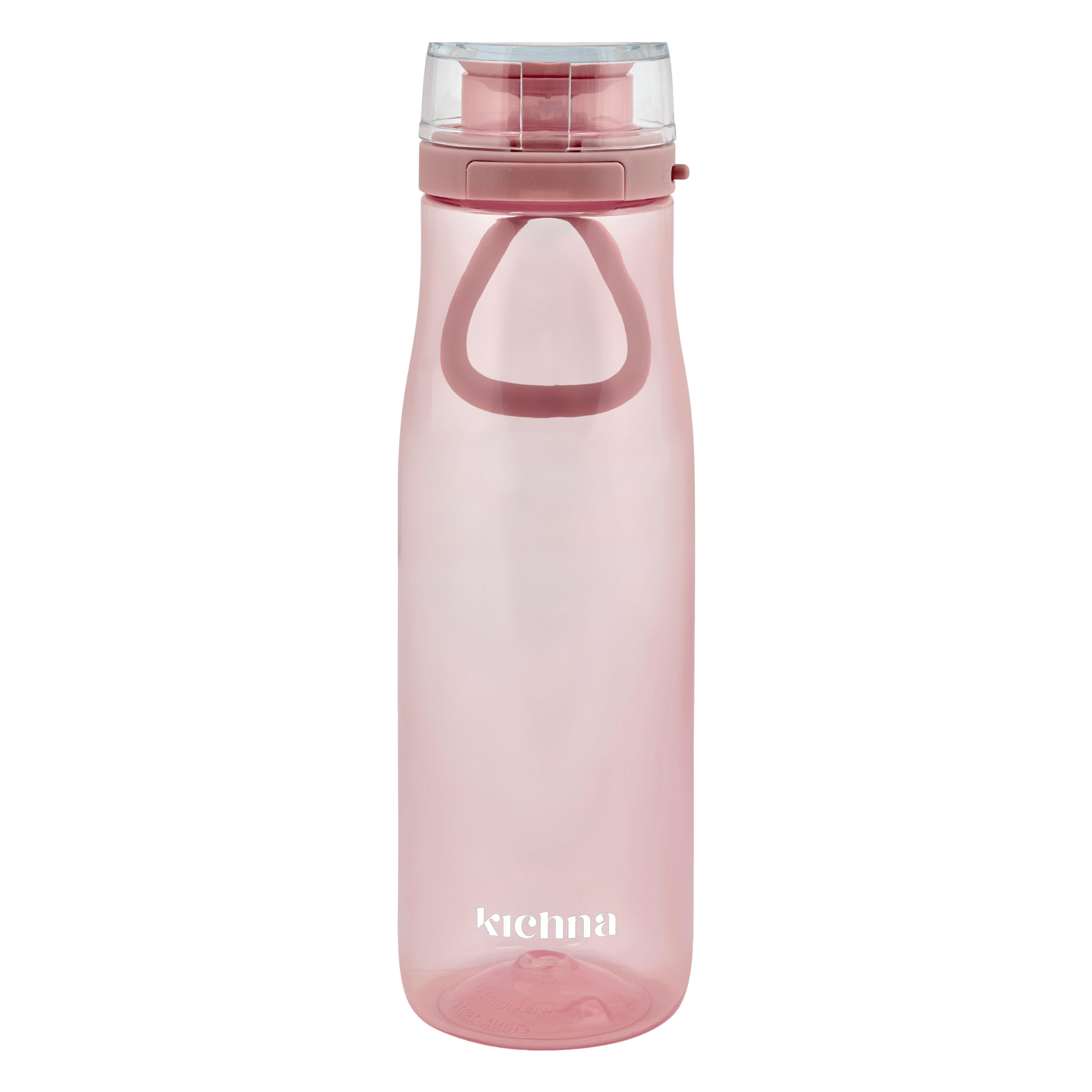 Kichna The Quencher Sports Drinks Water Bottle 700ml | Reusable BPA-free Plastic Water Bottle with Carry Loop & Side Lock | Leak Proof Flip Lid for Gym, Hiking & Yoga | Color Blush Pink