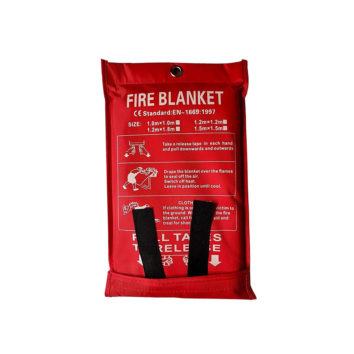 Tiardey Universal Fire Blanket,Large,Quick Unfolding with Loops,1 x 1 m Ideal For Kitchen,Office,Home,Garage,Caravan etc