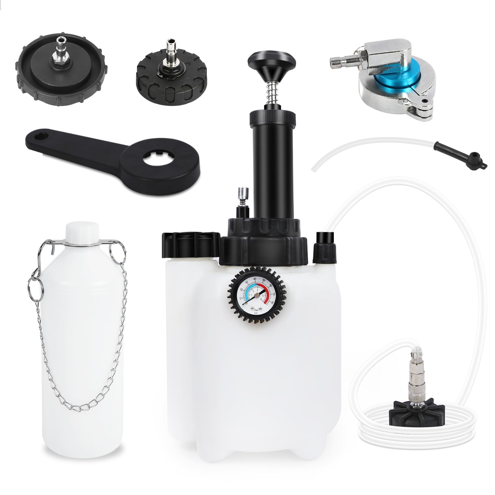 Photo 1 of MOTOCOCHE Brake Bleeder Kit BrakeFluid Bleeder Kit with 3L+1L Brake Bleeder Bottle Brake Pressure Bleeder 4 Master Cylinder Adapters