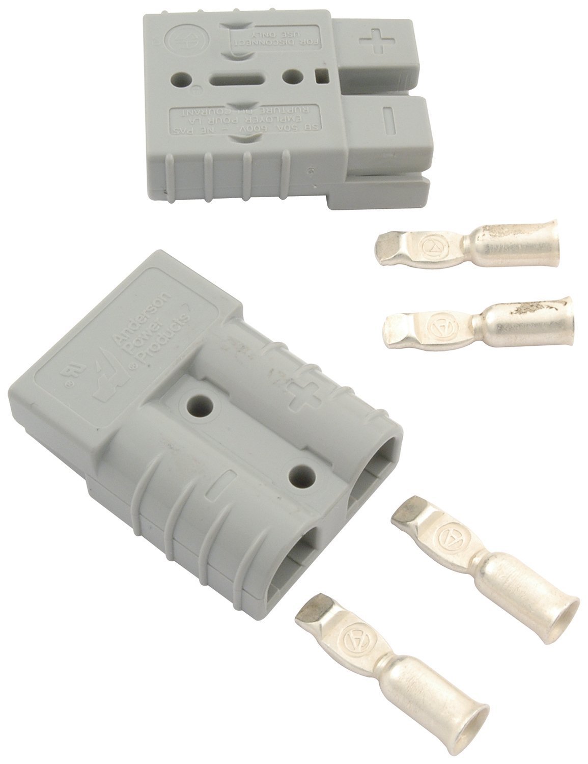 2pc Battery Quick Connector Kit 50A Plug Connect Disconnect Winch Trailer (50A 6AWG -Grey)