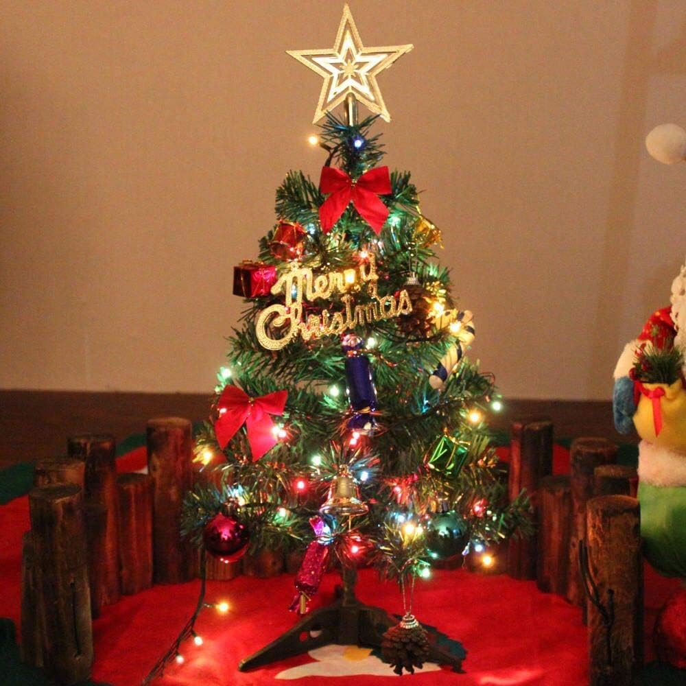24" Tabletop Christmas Tree, Miniature Pine Christmas Tree with Hanging Ornaments, Xmas Decoration Tree Dรฉcor (Xmas Tree)