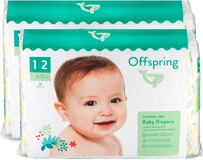 Offspring New Disposable Diapers Size 1, Size 2 (6