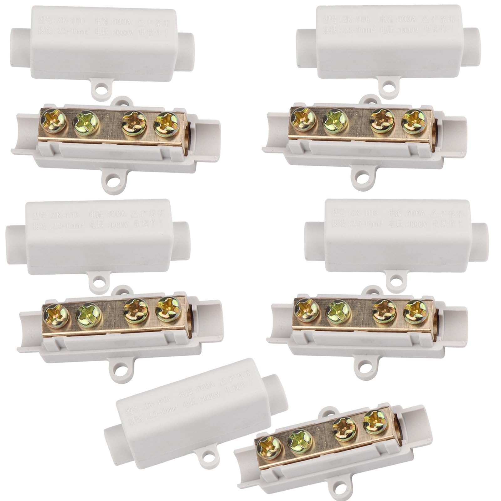 5Pcs Splice Quick Connector, 1000V 100A Inline Wire Terminal Block with Flame Retardant Shell, ZK-1116 Brass Conductor Cable Kit for Ceiling Lamp, Switch and Electricity Meter, Wiring Range 2.5-16mm²
