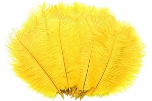 Hollosport 30 PCS Yellow Ostrich Feathers Bulk 10-12 Inch, Soft Natural Plumes for Centerpieces of Great Gatsby & Wedding Party, Home Vases Christmas Tree Decorations (Yellow 10-12 Inch)