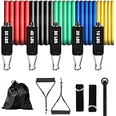 Resistance Bands Set, Exercise Bands, Workout Bands with Handles for Men and Women, Ankle Straps, Door Anchor and Carry Bag - Home and Gym Strength Training