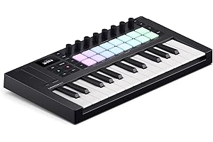 Novation Launchkey Mini 25 MK4 — Portable 25 Mini-Key, USB, MIDI Keyboard Controller with DAW Integration. Chord Mode, Scale Mode, Drum Pads, and Arpeggiator. Includes Music Creation Software Bundle