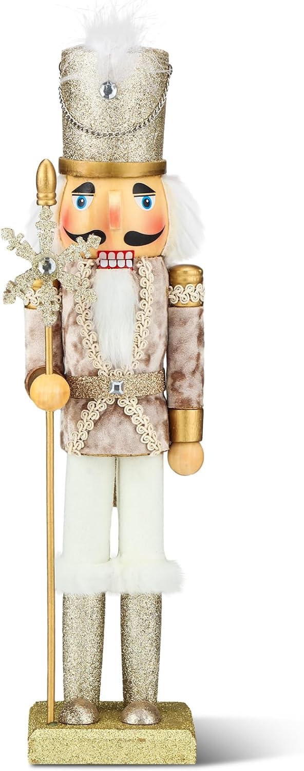 Nutcrackers - Karenhi Christmas Wooden Nutcracker 15 Inch Traditional Christmas Nutcracker Decor Festive Christmas Decor for Christmas Party Shelves and Tables (Stylish Style)