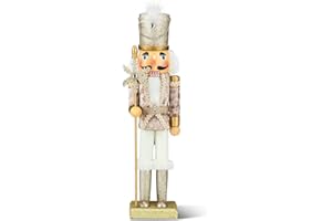 Karenhi Christmas Wooden Nutcracker 15 Inch Traditional Nutcracker Festive Christmas Decor for Xmas Party Shelves and Tables(Golden King)