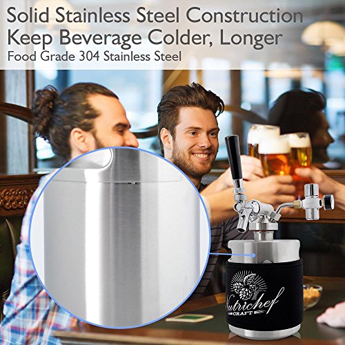 NutriChef Pressurized Growler Tap System Stainless Steel Mini Keg