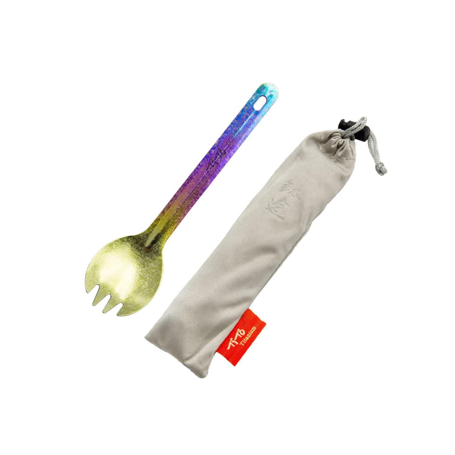 TiTo Bright Colorful Titanium Spork for Outdoor Camping Light Weight Titanium Spoon for Travel Home with Cloth Bag (Colorful Spork)