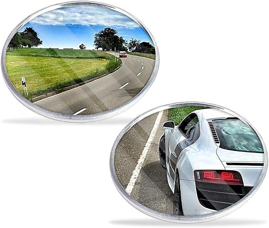 Amazon 2つ入り 2インチ 5 08センチ 貼り付け バックミラー 死角 ミラー アルミ ボーダー 薄い 車 ミラー 補助ミラー 車 バイク