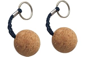 YUNNLEZT 35mm Floating Cork Ball Keyring Float Keychain for Kayaking Boating Fishing Kite Surfing Sailing Kayak, Pack of 2