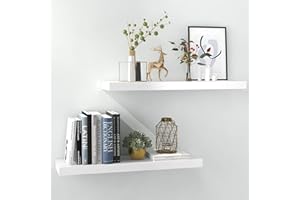 INHABIT UNION White Floating Shelves for Wall-24in Wall Mounted Display Ledge Shelves Perfect for Bedroom Bathroom Living Roo