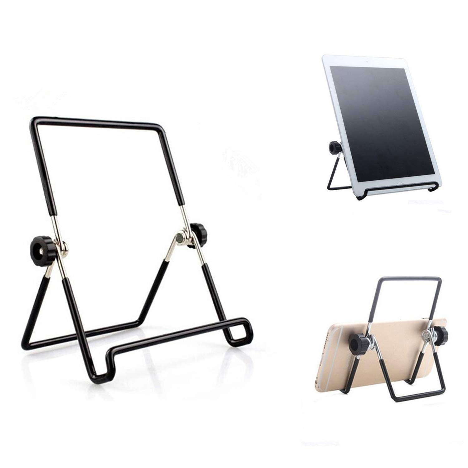 Hosoncovy Adjustable MetalTablet Holder E-book Reader Holder Tablet Stand Phone Holder Desktop Tablet Stand for 7-12 Inch Cell Phone Tablet Ipad Ipad Mini Samsung Tablet (Black)