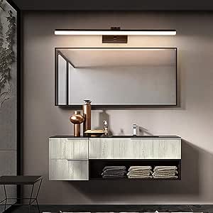 Faro de espejo LED de aluminio negro, moderno, minimalista, para