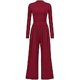 PRETTYGARDEN Jumpsuits for Women Dressy Fall Fashion Clothing 2026 Long Sleeve Mock Neck Date Night Rompers Business Outfits