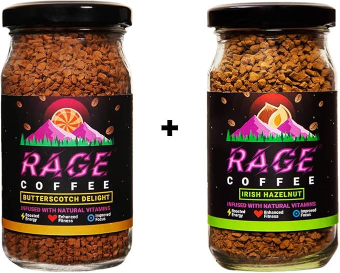 Rage Coffee Combo Pack of 2 Butterscotch Delight & Irish Hazelnut
