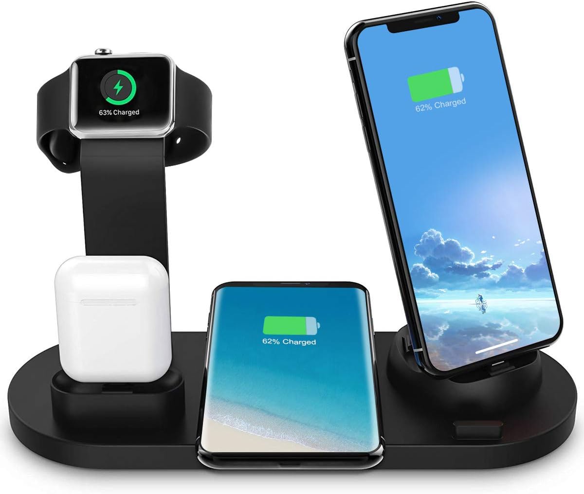 Yaature Wireless Charger Stand, 3 in 1 Charging Station for iWatch 5/4/3/2/1 & Airpods, Fast Wireless Charging Dock for iPhone 11/XS/XR/X/8/8 Plus, Samsung S9/Note 8/S8 and More with a USB Output Port