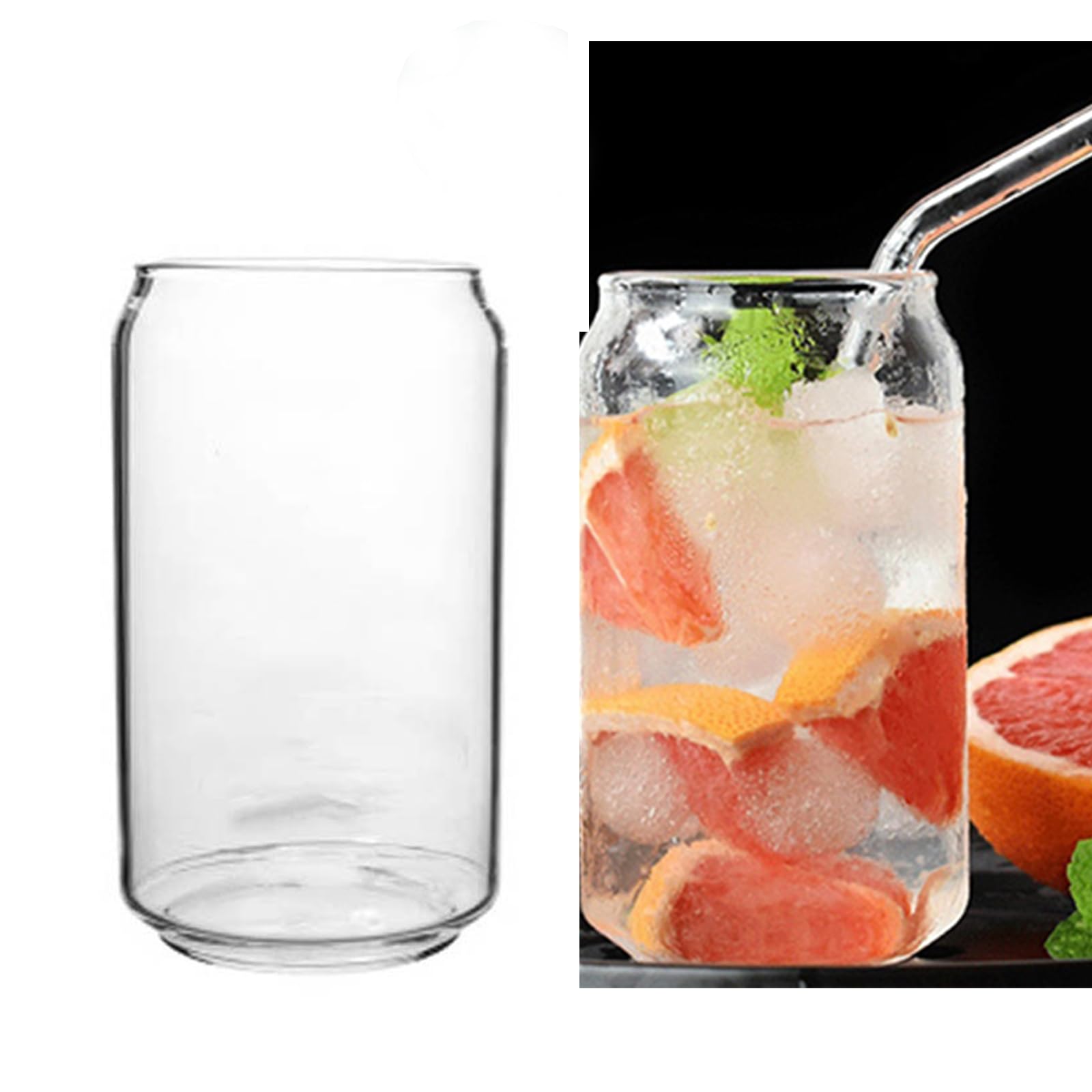 Cabilock Transparent can Shaped Glass Cup for Beer, Juice, and Water - Glass Mug for Home Use (301-400Ml)
