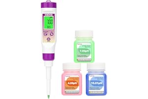 GIDIGI pH Meter Food Digital Electronic pH Tester for Fermentation 3*50ml pH Buffer Calibration Solution Kits Hot Sauce Food Tester Probe for Cheese Sourdough pH Temperature pH Test Strips for Acidity