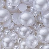 Sqqzuie 1500PCS 3-14mm White Flatback Pearls, 150g Half-Round ABS Pearls for DIY Crafts, Nail Art, Jewelry Making,Shoes, Clothes,Tumblers,Glass Cup