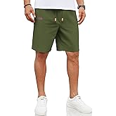 COOFANDY Mens Casual Linen Shorts Elastic Waist Drawstring Loose Fit Summer Beach Vacation Shorts with Pockets