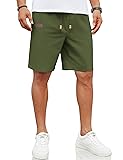 COOFANDY Mens Casual Linen Shorts Elastic Waist