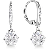 Starchenie Moissanite Earrings for Women D Color VVS1 1CT Moissanite Dangle Drop Earrings 925 Sterling Silver 18K White Gold Plated Jewelry