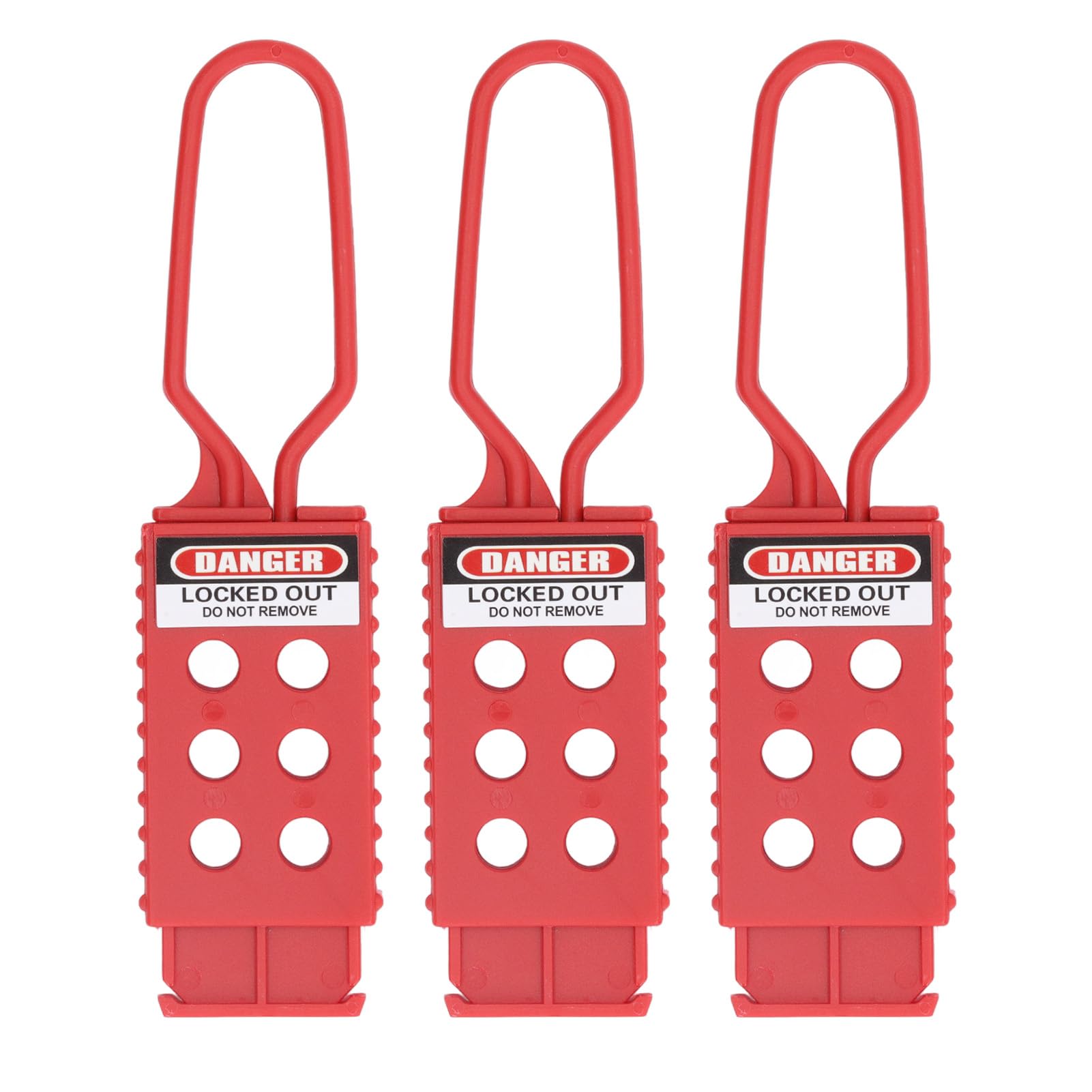 Lockout Hasp, 3PCS 6 Hole Tagout Hasp, 9mm Hole Diameter PP Plastic Lockout Hasp, Insulation Tagout Hasp for Shutdown Maintenance