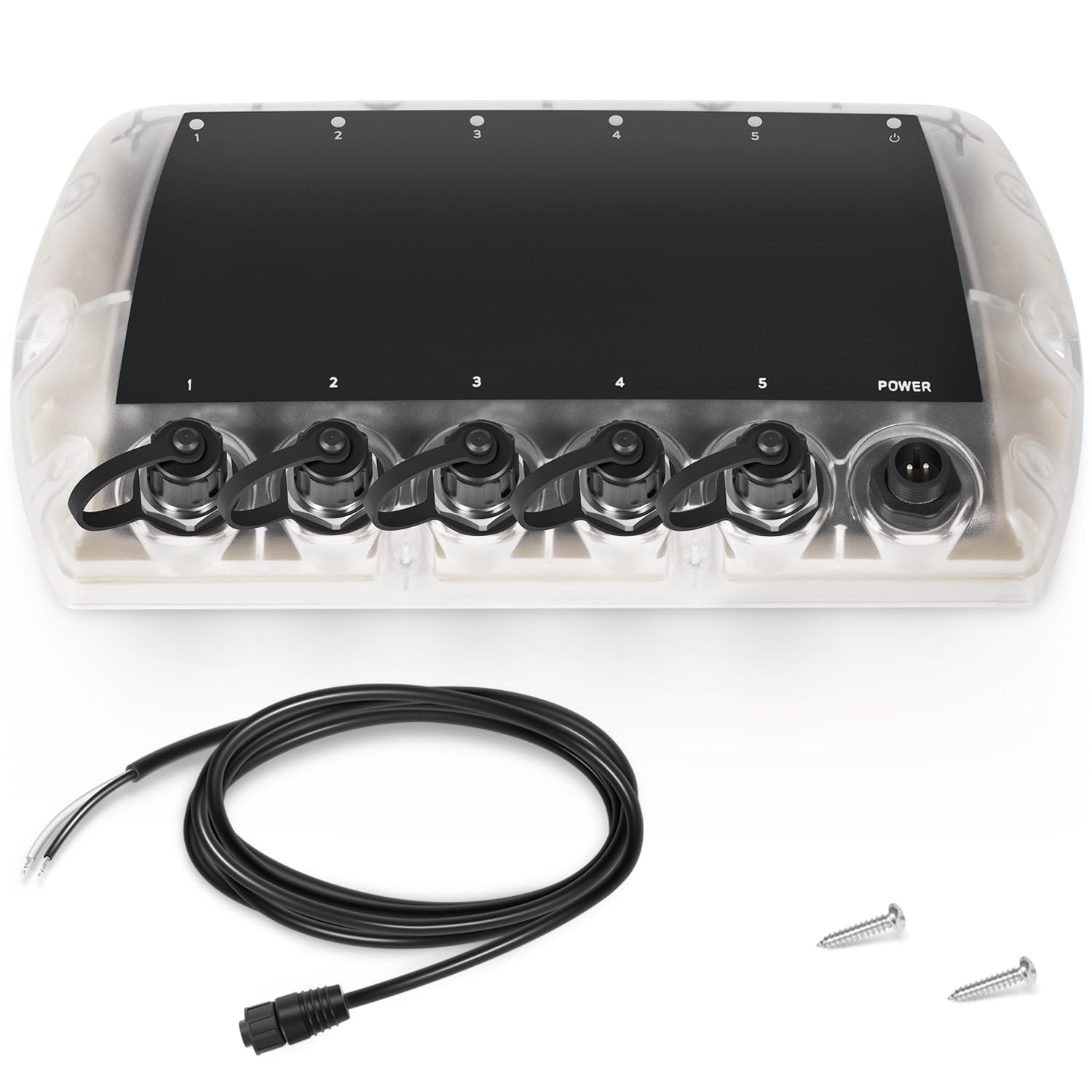 Photo 1 of 411850-1 AS ETH 5PGL Ethernet Switch for Humminbird - 5 Port Gigabit Network Hub Connecting Fish Finders, Radar, MEGA Live Imaging, Trolling Motor, and GPS - Power Cable and Mounting Hardware Included