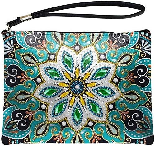 TINMI ARTS-5D Flower Printed Special Shaped Partial Drills Handbag Woman Bag DIY Diamond Painting Kits for Adults Paint by Numbers Clutch Wallet Purse Bag Handcrafts Art Crafts
