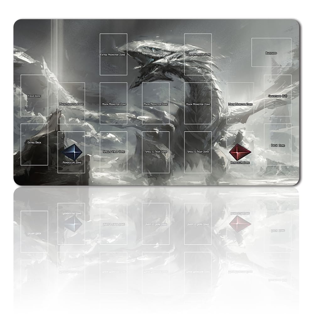 Board Game TCG Play Mats + Gift Free Bag + with Card Zones, YGO Card Game Table Mat Size 60 x 35 cm Compatible with Trading Card Game Mat (YGO-G-12-JH)