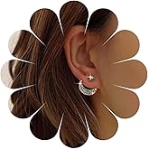 Allereyae Vintage Rhinestone Moon Ear Jacket Earrings Sapphire Star Jacket Earrings Blue Crystal Moon Star Earrings Boho Crescent Moon Earrings Jewelry for Women