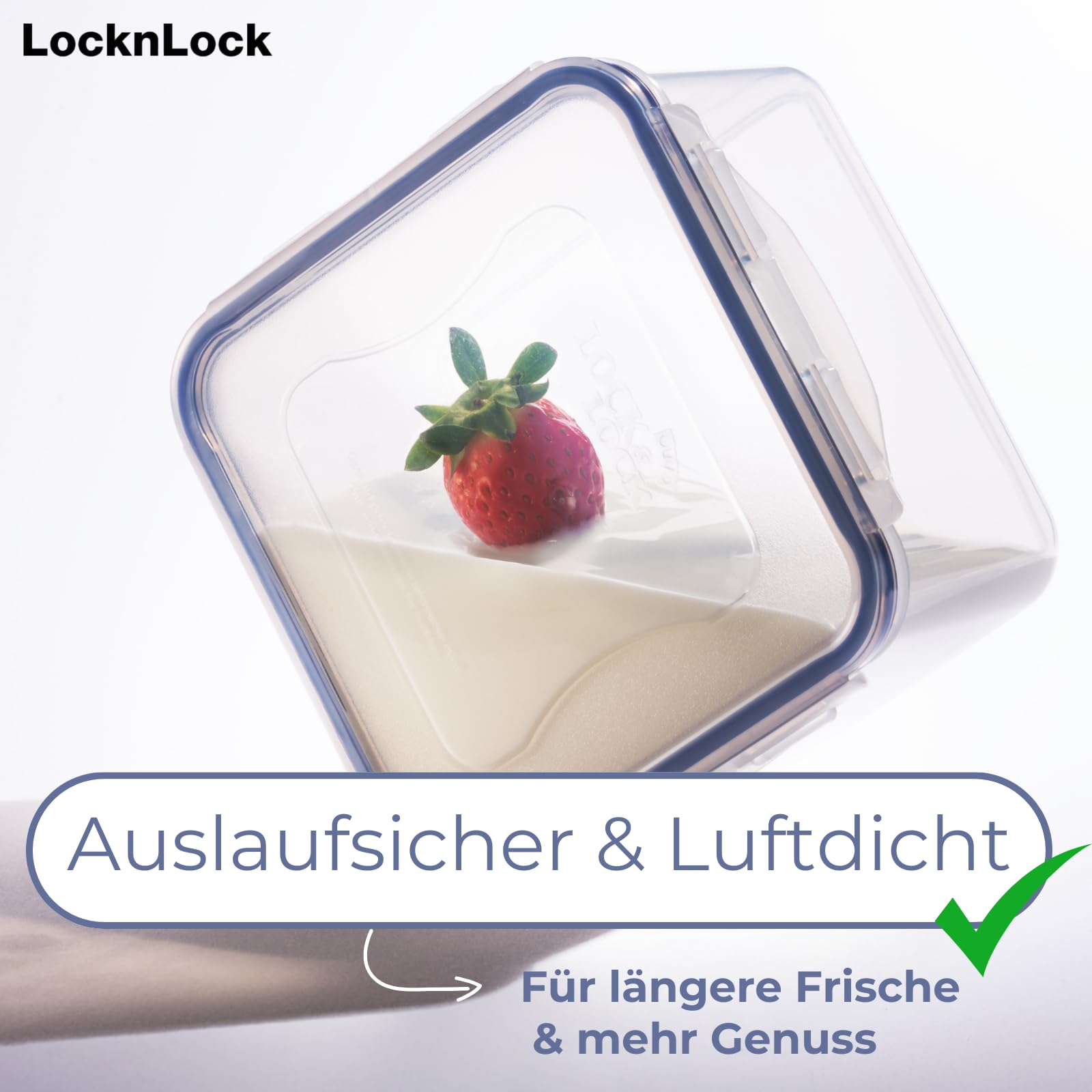LocknLock CLASSIC Frischhaltedose | 870 ml | 15,5 x 15,5 x 6 cm | 100 % luft- und wasserdichte Vorratsdose | Spülmaschinen-, und Mikrowellengeeignet | BPA-Frei | 4-fach Sicherheits-Verschluss 5