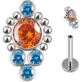 FINE4U 1PC 16g 8mm Piercing Jewelry for Conch, Tragus, Helix, Lobe - ASTM F136 Titanium Cartilage Earring Hypoallergenic Internally Threaded