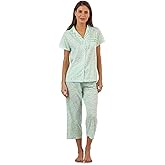 Casual Nights Women's Sleepwear Top & Capri Pants Pajama Set Shirt with Printed Bottom Pjs