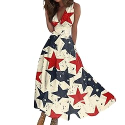 CHRATLHI American Flag Dress Maxi Long Fourth of