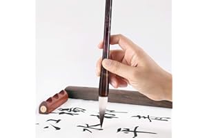 MEGREZ Chinese Calligraphy Brush Kanji Japanese Art Sumi Writing Painting Drawing Practicing Brush for Students and Beginners, Wolf Sheep Mix Brush, Large