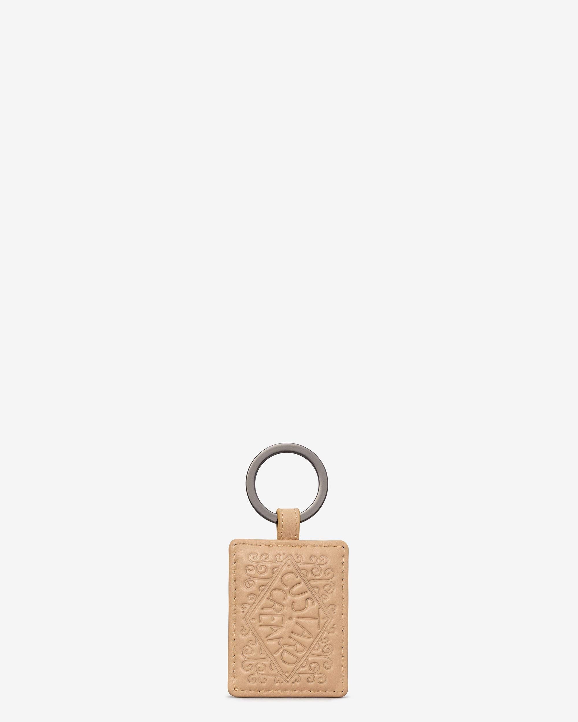 Lichfield LeatherYoshi Nappa Leather Custard Cream Biscuit Keyring
