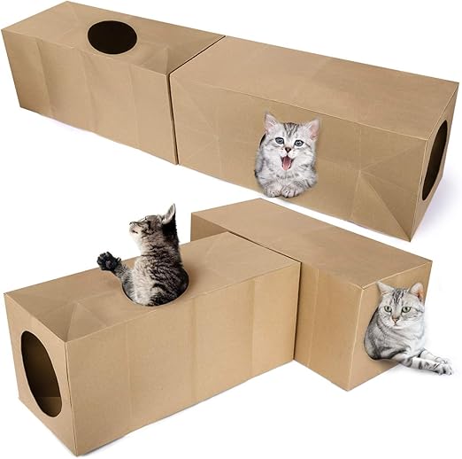 Pawaboo Tunnel Pour Chat 2 Pieces Jouet Tunnel En Papier Kraft Extensible Pliable Tunnel De Jeu Interactif Labyrinthe De Chat En Papier Brun Epais Pour Chat Chiot Chaton Lapin Amazon Fr Animalerie