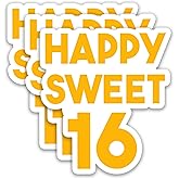 (3PCS) Happy Sweet 16 Stickers – 16th Birthday Vinyl Decals, Cheers to 16 Years Waterproof Stickers for Laptops, Scrapbooks, Journals, Water Bottles, Party Decorations, 3 x 2.7 inch
