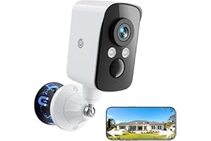 NASETO 300° Pan Wireless Outdoor Security Camera, No Subscription Free 7-Day Cloud/SD, AI Detection, Magnetic Mount, Battery Powered, 2.4G WiFi, 2K, Night Vision, 360° View, 2-Way Talk, Home Security, IP65