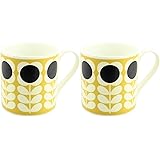 Set of 2 Orla Kiely Yellow Poppy Stem Quite Big Large Mug 400ml