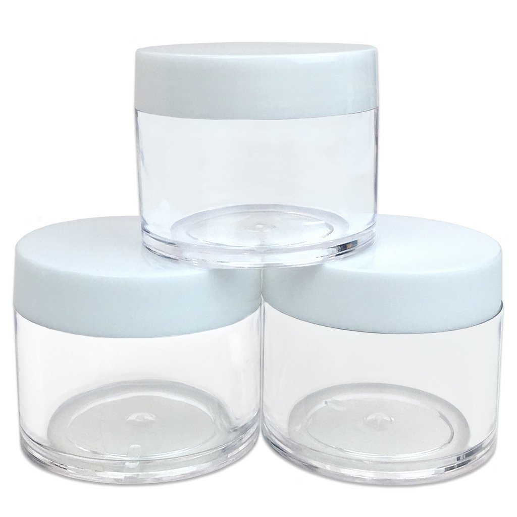 Clear 2 oz Plastic Jars with White Lids (6 pk) with Balm