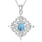 BEBEWO Turquoise Pendant Necklace 925 Sterling Silver Heart/Water Drop Turquoise Necklace Jewelry Gift for Women Mom (Style 4)