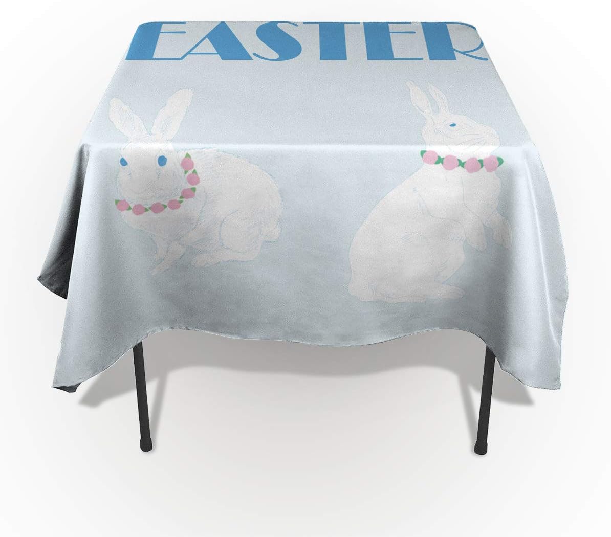Happy Easter Tablecloths for Square 54 x 54inch Table Cover, Cotton Linen Fabric Table Cloth